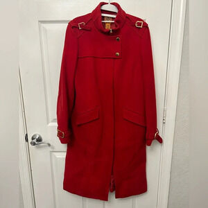 ! Tory Burch red wool coat jacket sz 12